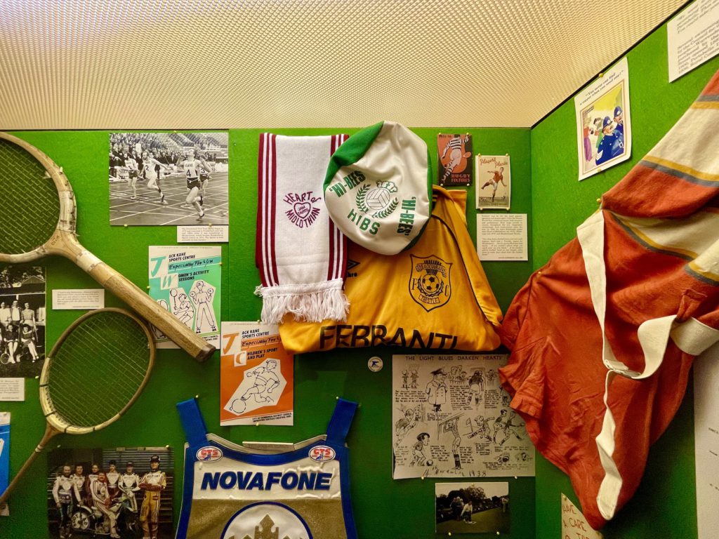 A museum collection of Edinburgh local sports paraphernalia and memorabilia